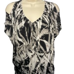 Guess Monochrome Black & White Abstract Oversized Blouse